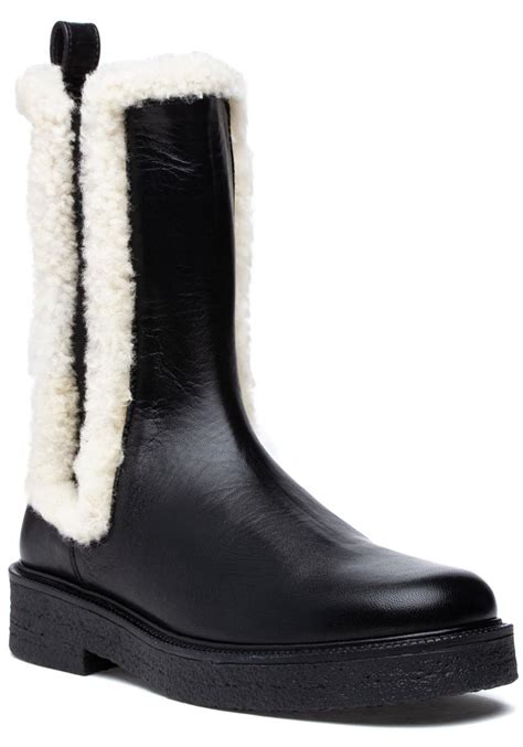 Bastion Shearling Boots Black,Gold 